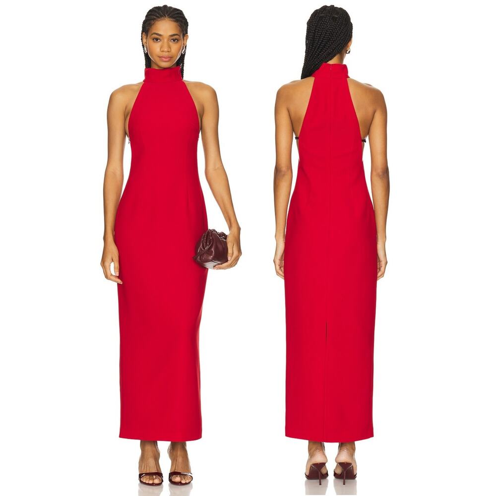 Ceren Ocak Belt Maxi Dress Halter Formal Evening Party Cocktail Prom Gala XS